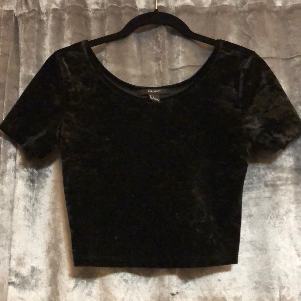 Black velvet crop top